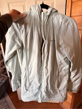 Columbia Mint Green Hooded Raincoat